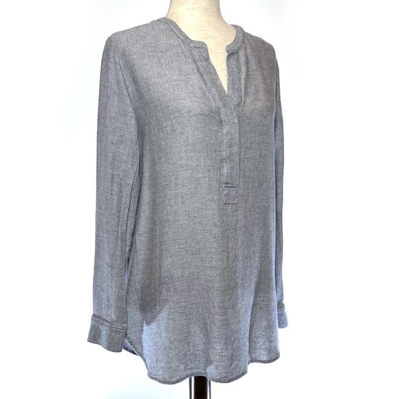 Theory Medium Blue Long-Sleeve Pleated Tunic Top - Picture 5 of 7